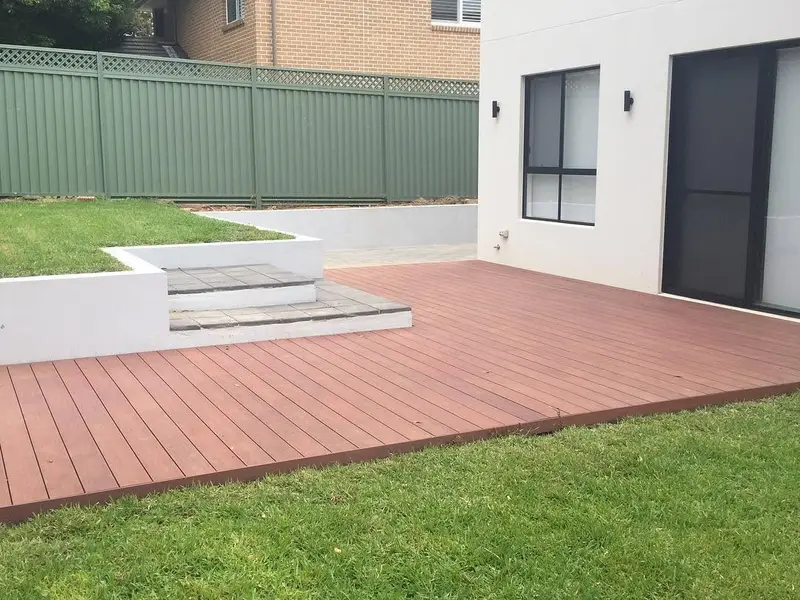 Dug-Out Lawn to Level Deck — completed deck